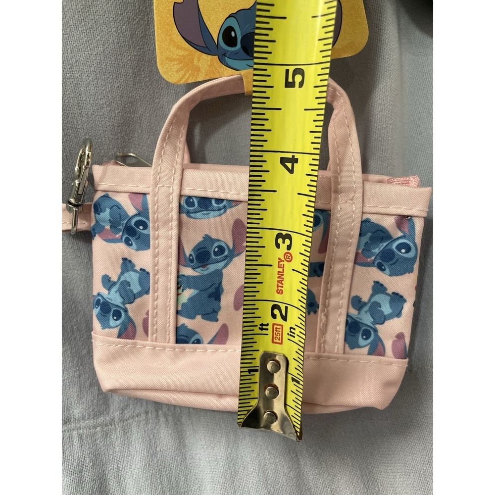 NEW Walt Disney Stitch Mini Tote Bag Keychain & Flavored Lip Gloss Keychain Set - Picture 5 of 7